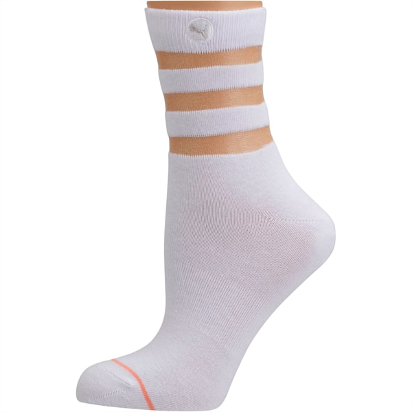Women's Sheer Tube Socks [1 Pair], WHITE / CORAL, extralarge
